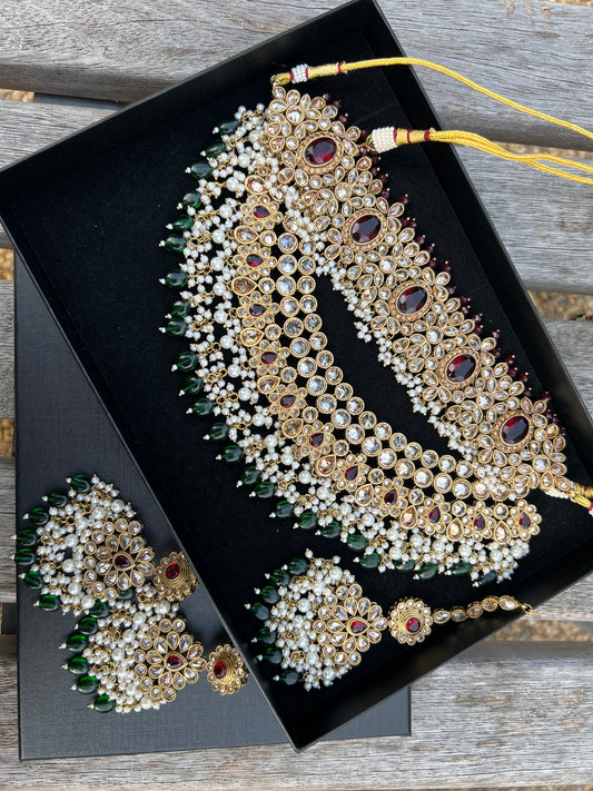 Maroon&Green Bridal Set